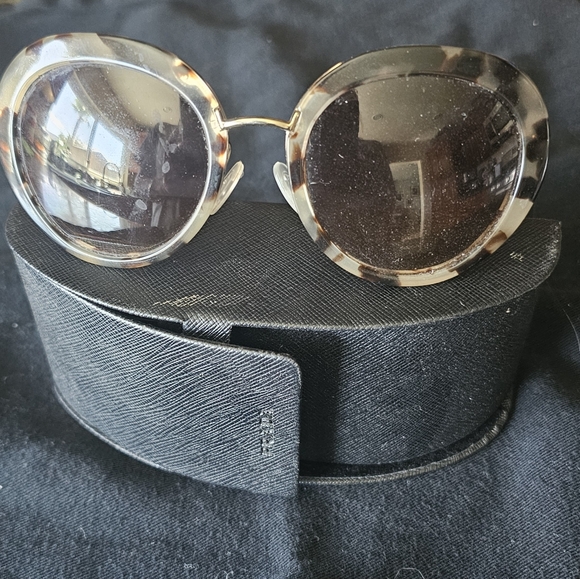 Prada Tortise Shell Round Sunglasses - Picture 2 of 4